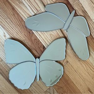 Pottery Barn Kids Set of 2 Fluttering Butterfly Mirrors Beautiful Etched Detail